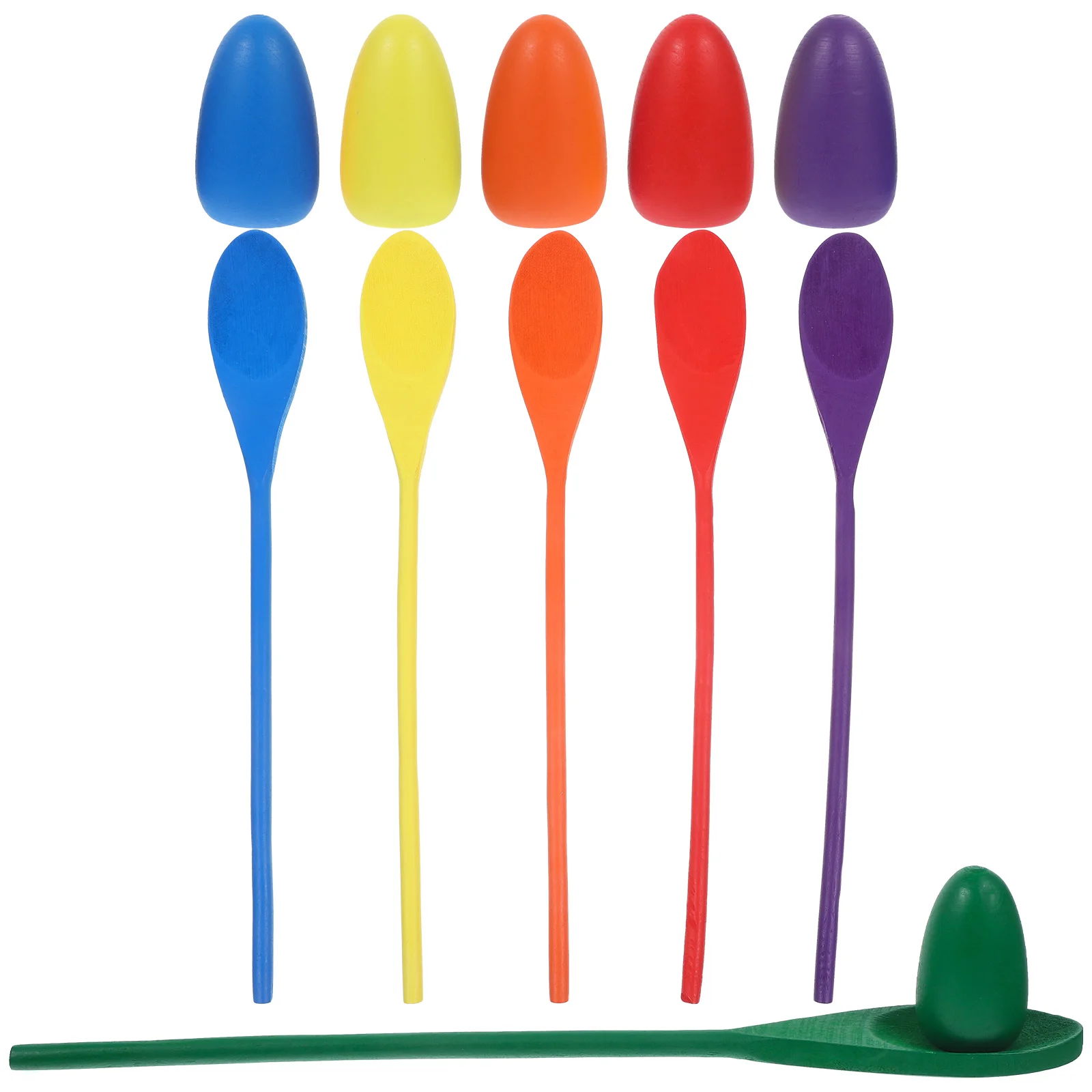 

6pcs Wooden Eggs Spoon Game Balancing Toys Family Picnic Birthday Party School Activities Outdoor Relay Race Training