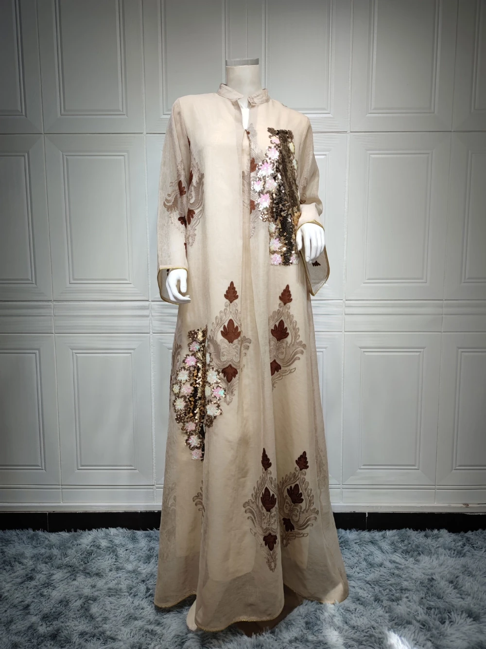 Robe de soirée brodée de belles perles et paillettes, Robe de soirée caftan en 7 couleurs, charmante Robe de bal musulmane à manches longues, offre spéciale