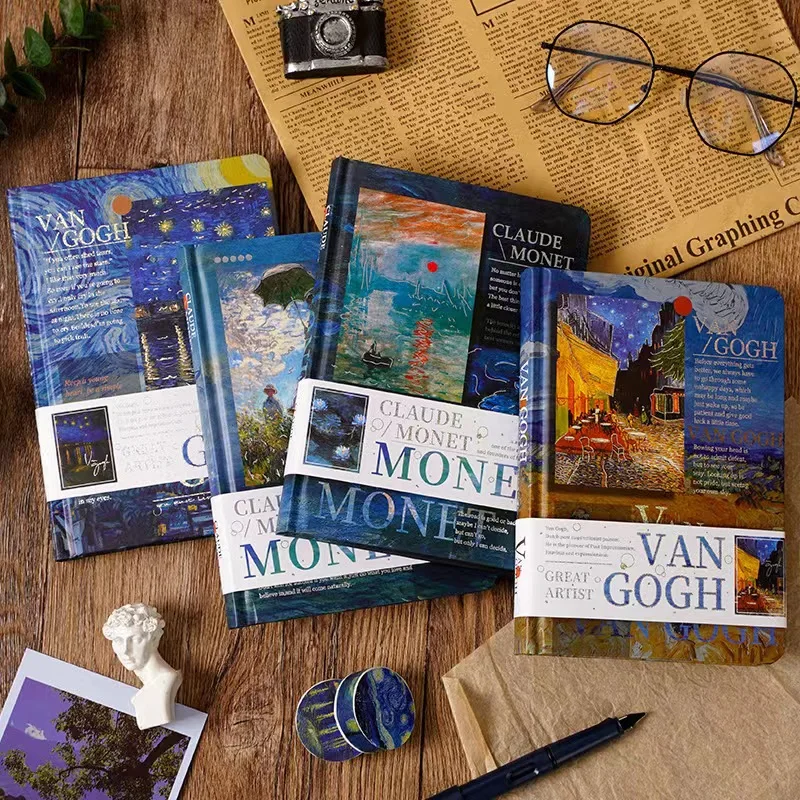 Van Gogh Oil Painting Literature Notebook Starry Hand Book Set Tape/Sticker/Bookmark Set Gift Box notebooks and journals