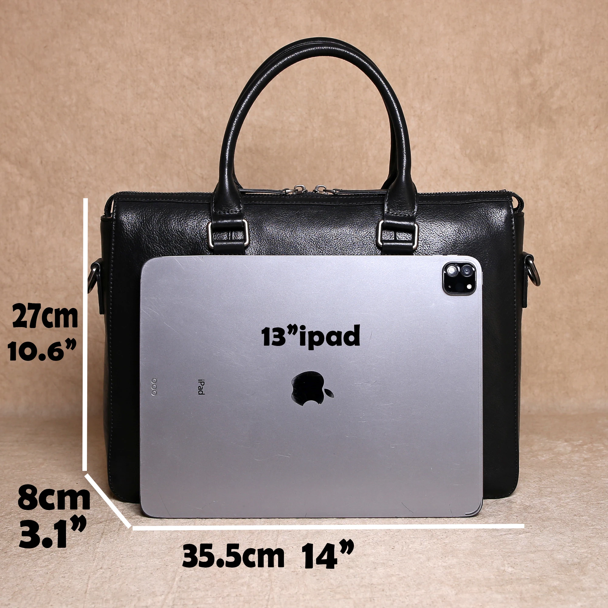 Borsa a mano in pelle di vacchetta di prima qualità, valigetta da lavoro in vera pelle da uomo, borsa per computer, borsa a tracolla a spalla singola per viaggio d'affari