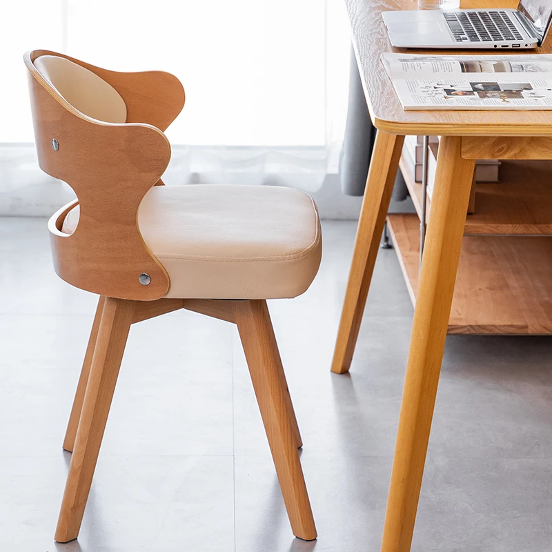Solid Wood Swivel Computer Chair Home Office Chair for Students Ergonomic Study Writing Dining Chair