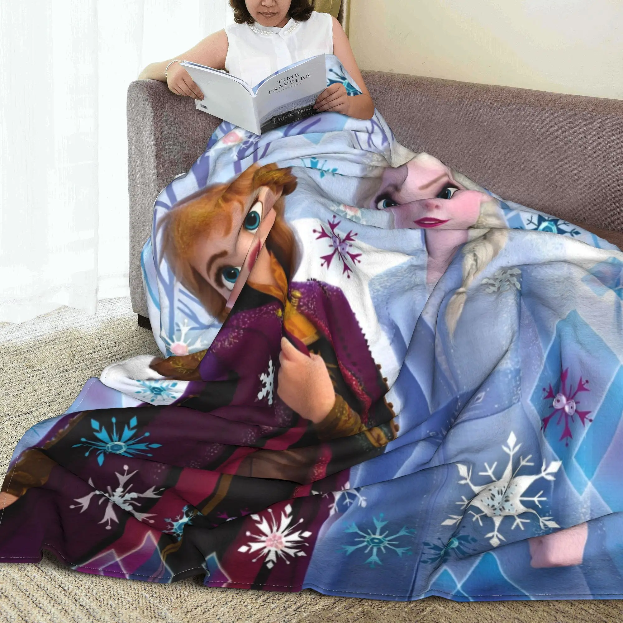 Frozen Princess Elsa  Blankets Fleece Autumn/Winter Snow Queen Portable Soft Throw Blanket for Bedding Outdoor Bedspread