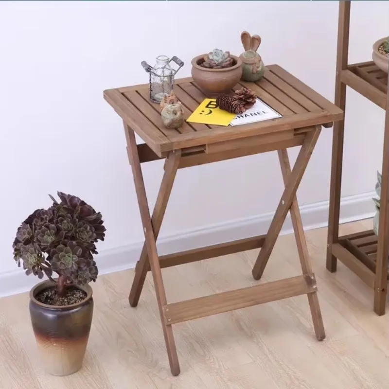 

Solid Wood Folding Table, Minimalist Tea Table for Home or Outdoor, with Smooth Rounded Corners and Premium Hardware