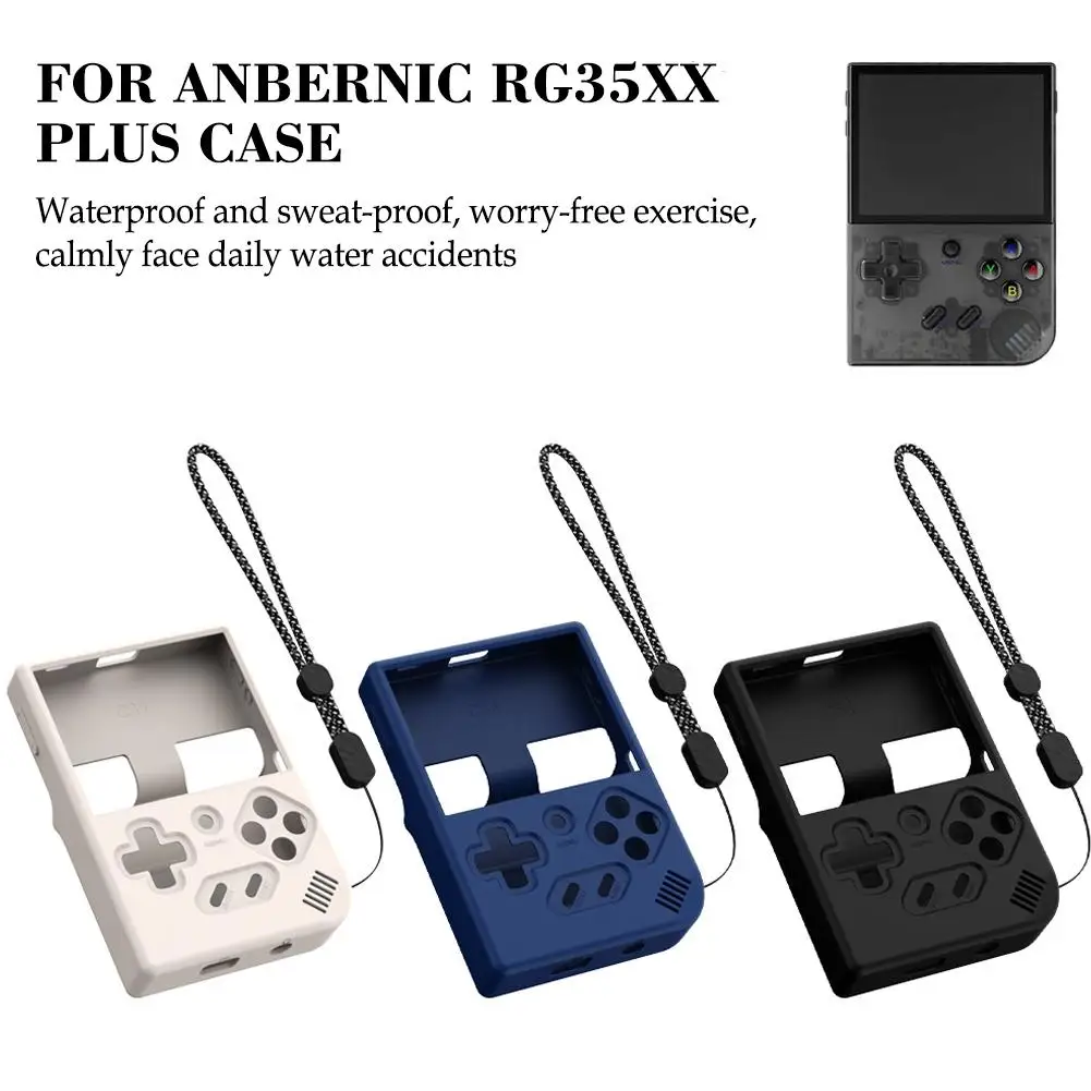 For ANBERNIC RG35 XX Plus Handheld Game Console Shell Protective Rope Soft Silicone Shell Cover With Resistant Impact Fall W0I4