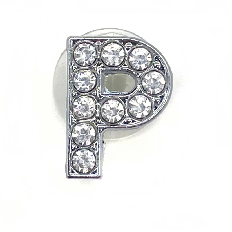 Schuh Charms Glitter Strass Buchstabe Silber Kristall Alphabet DIY Legierung Schuh Dekorationen Schmuck Slider Armband Armbänder – Detail 25