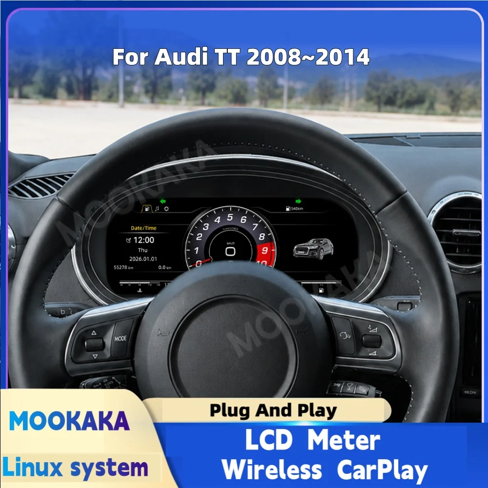 Digital Dashboard For Audi TT 2008 2009 2010 2011 2012 2013 2014 CarPlay Cluster LCD Meter Virtual Cockpit Instrument Panel