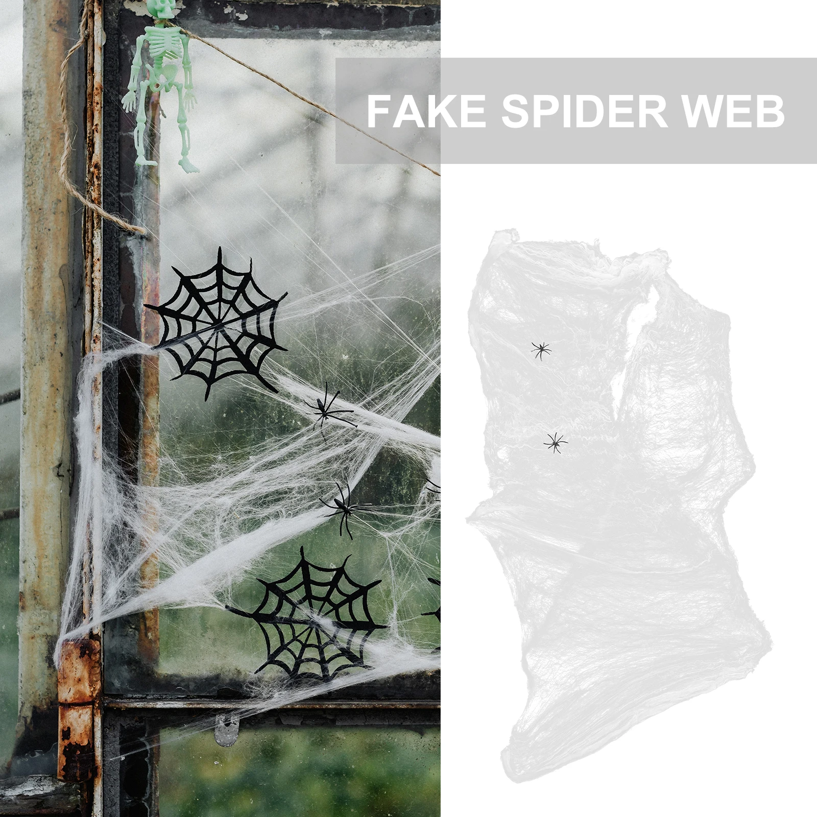 

1 set Black Spider Web Decorations 20g Cotton Net Spiders for Halloween Party Ghost House Scary Scene Photo Props Lightweight