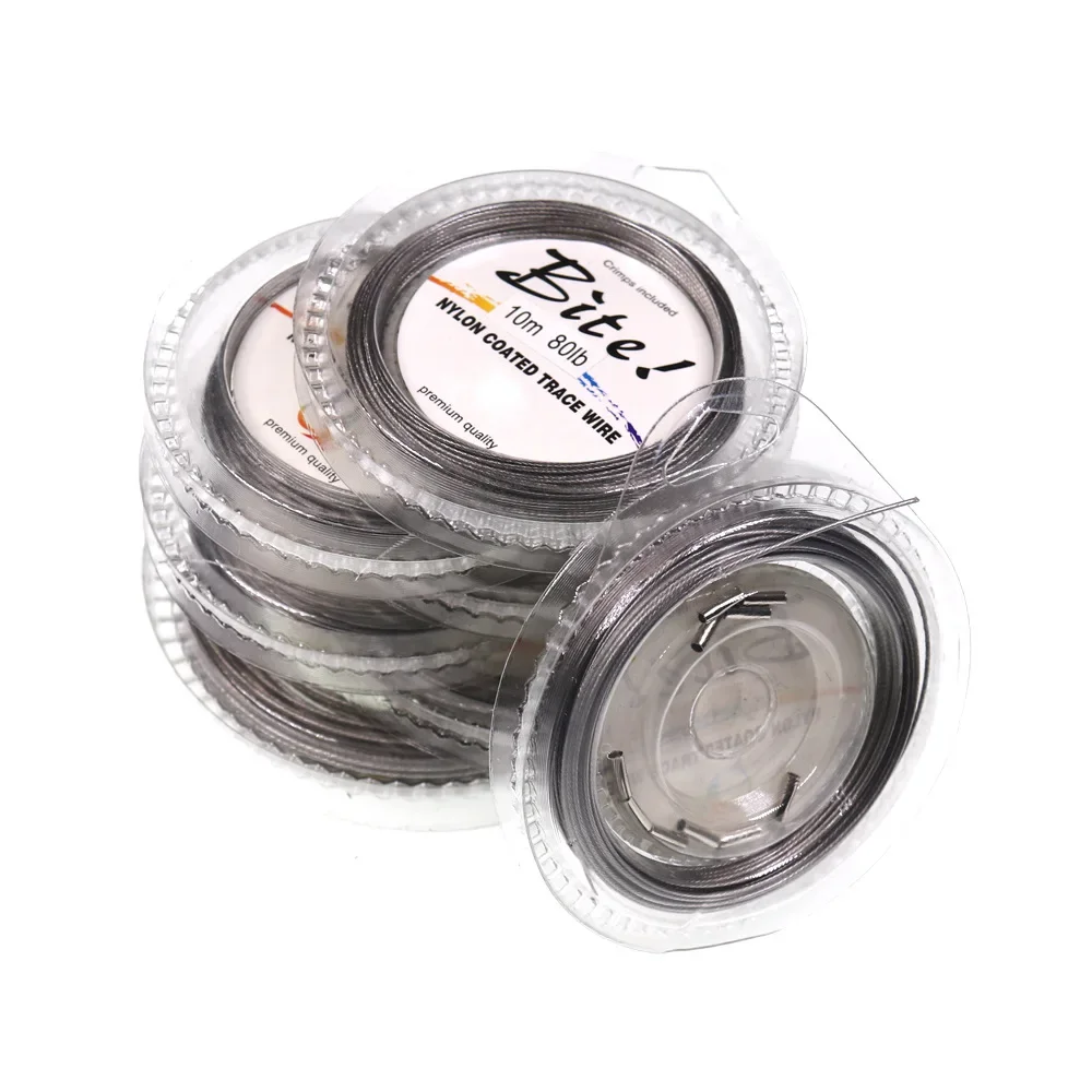 10M 7 Strands 5LB-200LB Nylon Coated Trace Wire Braided Steel Wire Leader Coating Jigging Fish Line Sea Fishing Rigs Accessories