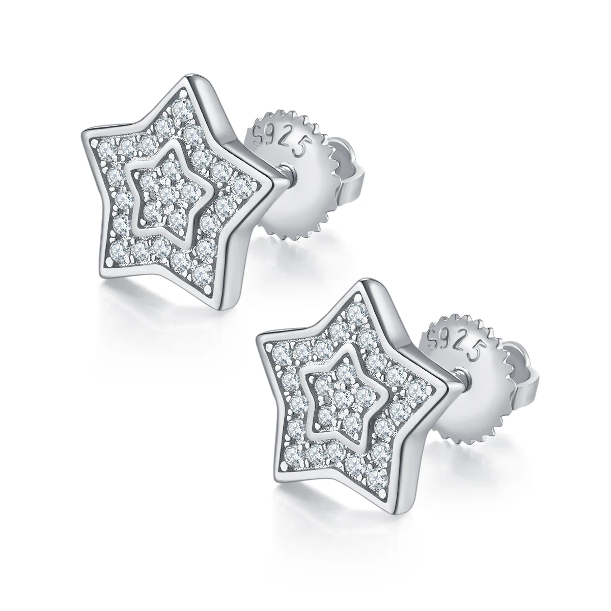 

SGARIT Silver Jewelry Diamond Stars Earrings 925 Sterling Silver 0.27CT Total VVS1D Moissanite Fashion Classic Stud Earrings