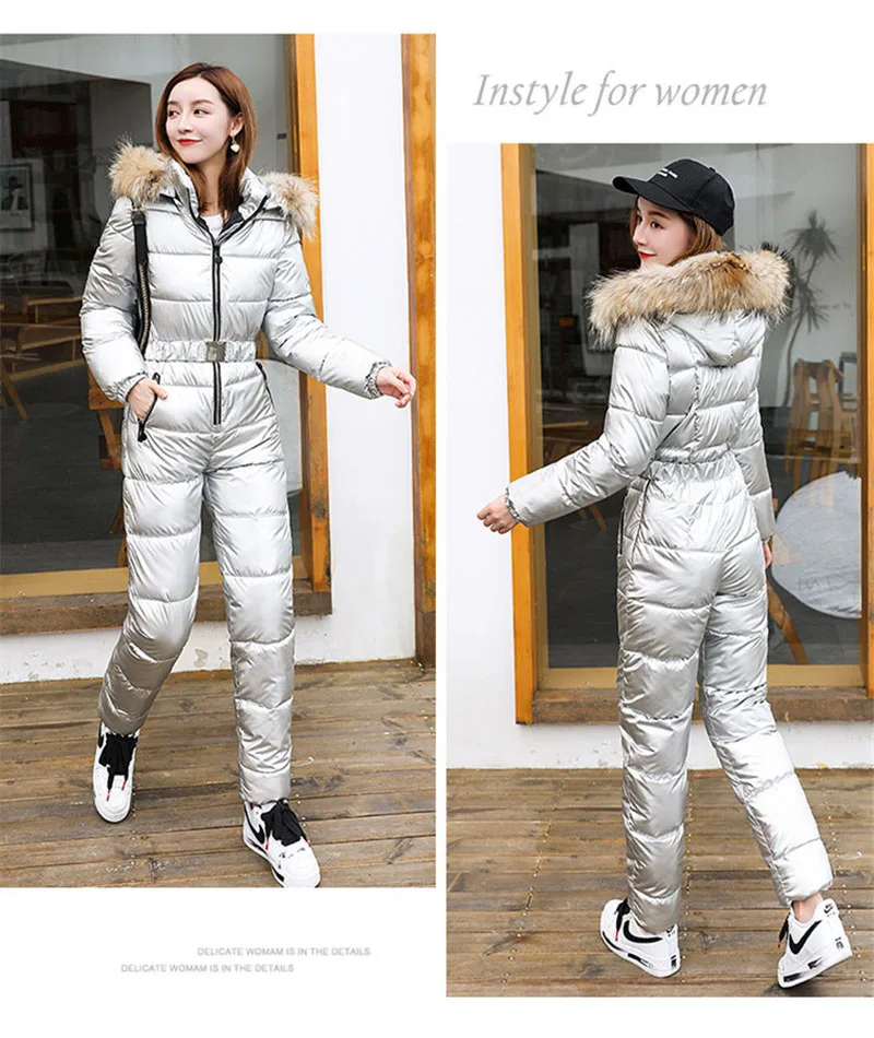 

One-piece Ski Suit Women Thickening Snowboard Female Overalls Winter Windproof Waterproof Breathable Clothing Skiing Suit 2026