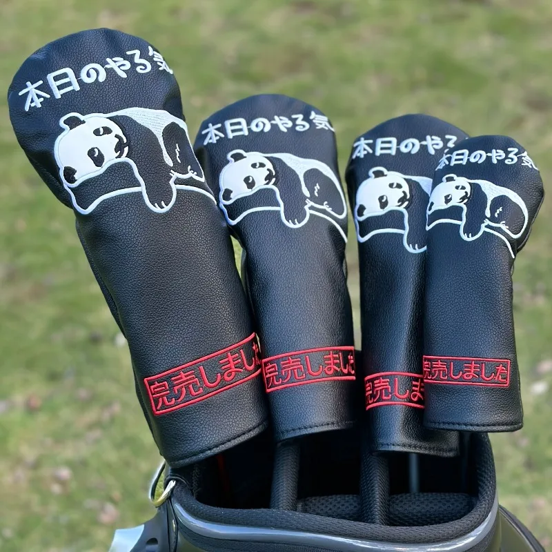 

1 шт., черный чехол для гольф-клуба с рисунком японского медведя | Универсальный чехол на голову для водителя, Fairway Wood, гибридная защита