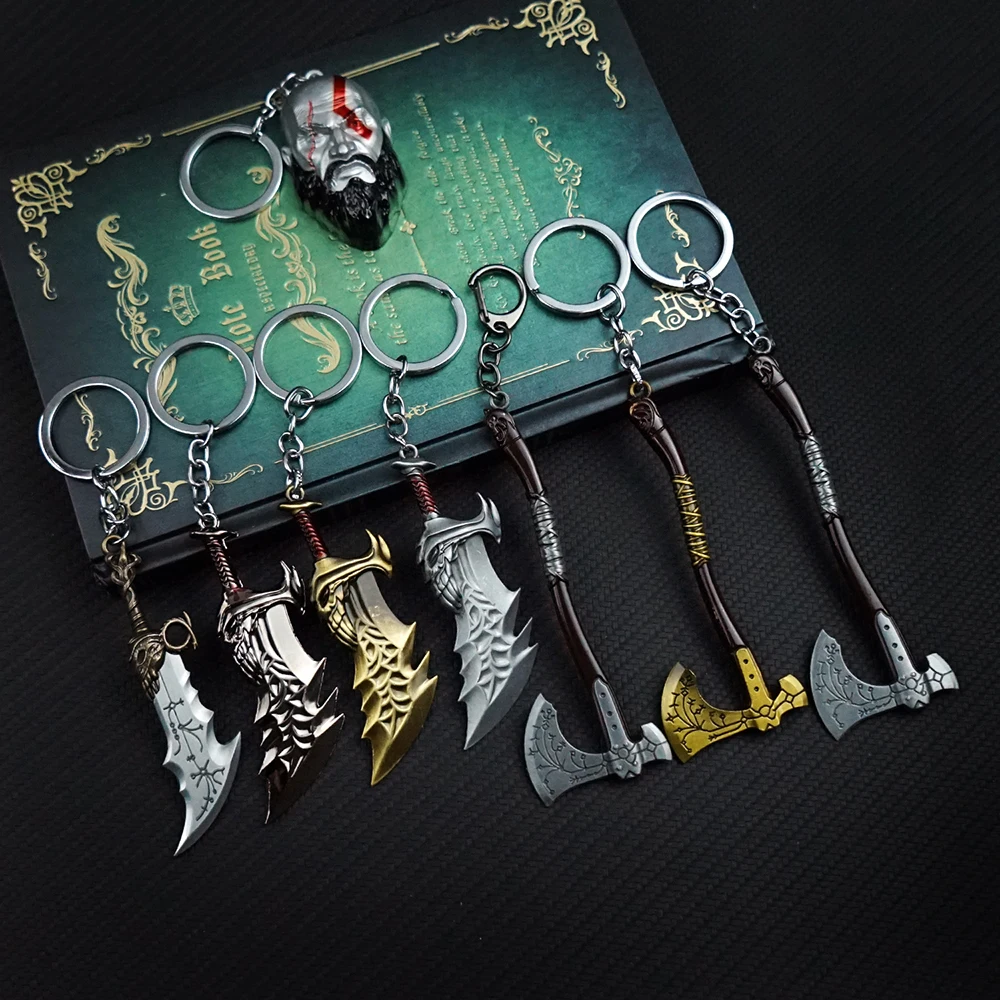 Kratos Axe Leviathan Key Chain Keyring God of War Blades of Chaos Swords Keychain Game Accessories Car Key Ring Pendant llaveros