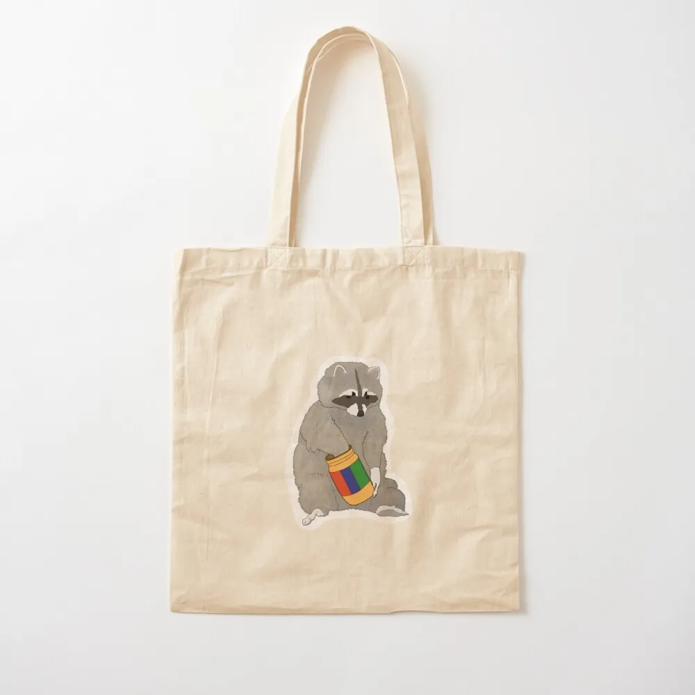 الراكون تناول زبدة الفول السوداني حمل حقيبة تسوق حقيبة أكياس بيئية حقيبة نسائية أكياس التسوق