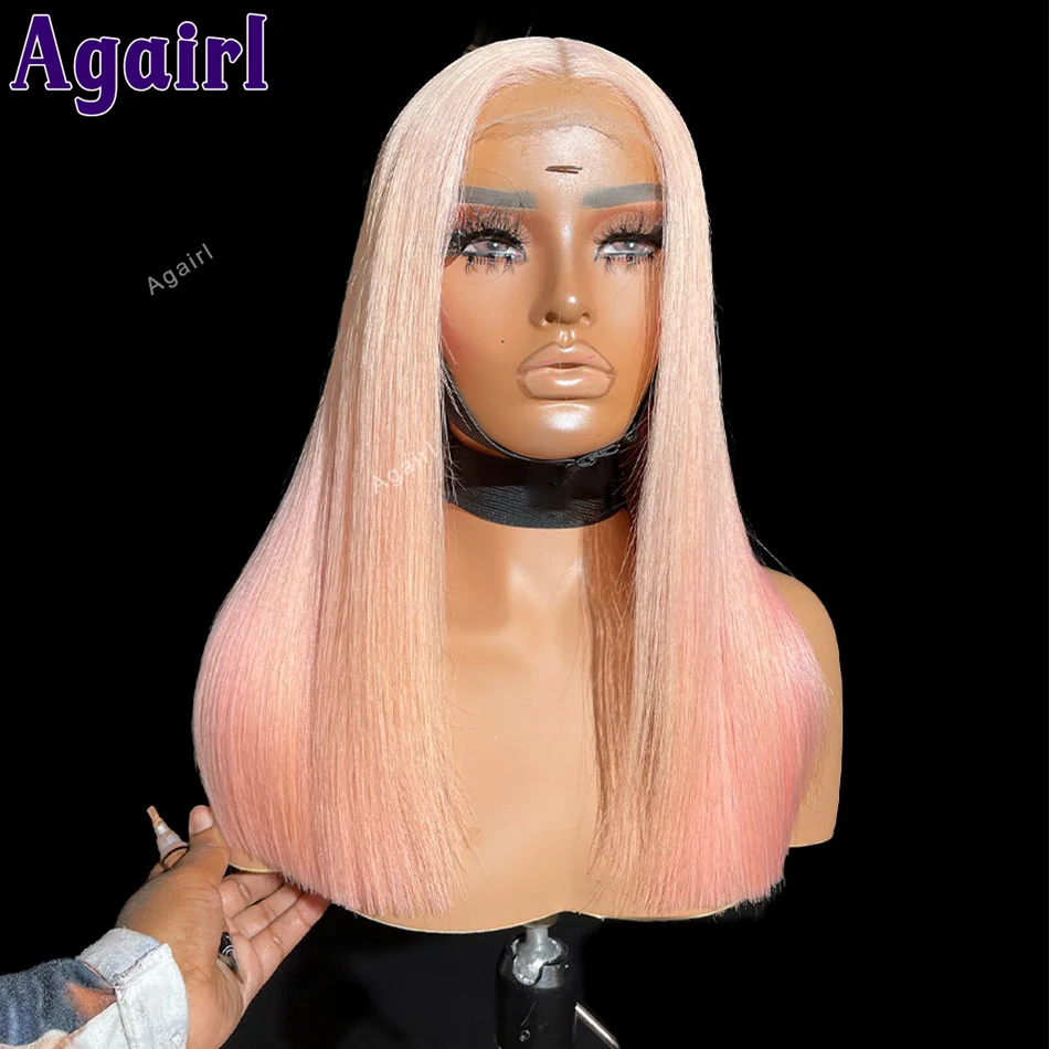 

Light Pink 200% Density 13X6 13X4 Straight Lace Front Wig SKy Blue Transparent Lace Frontal Wigs For Black Women Pre Plucked