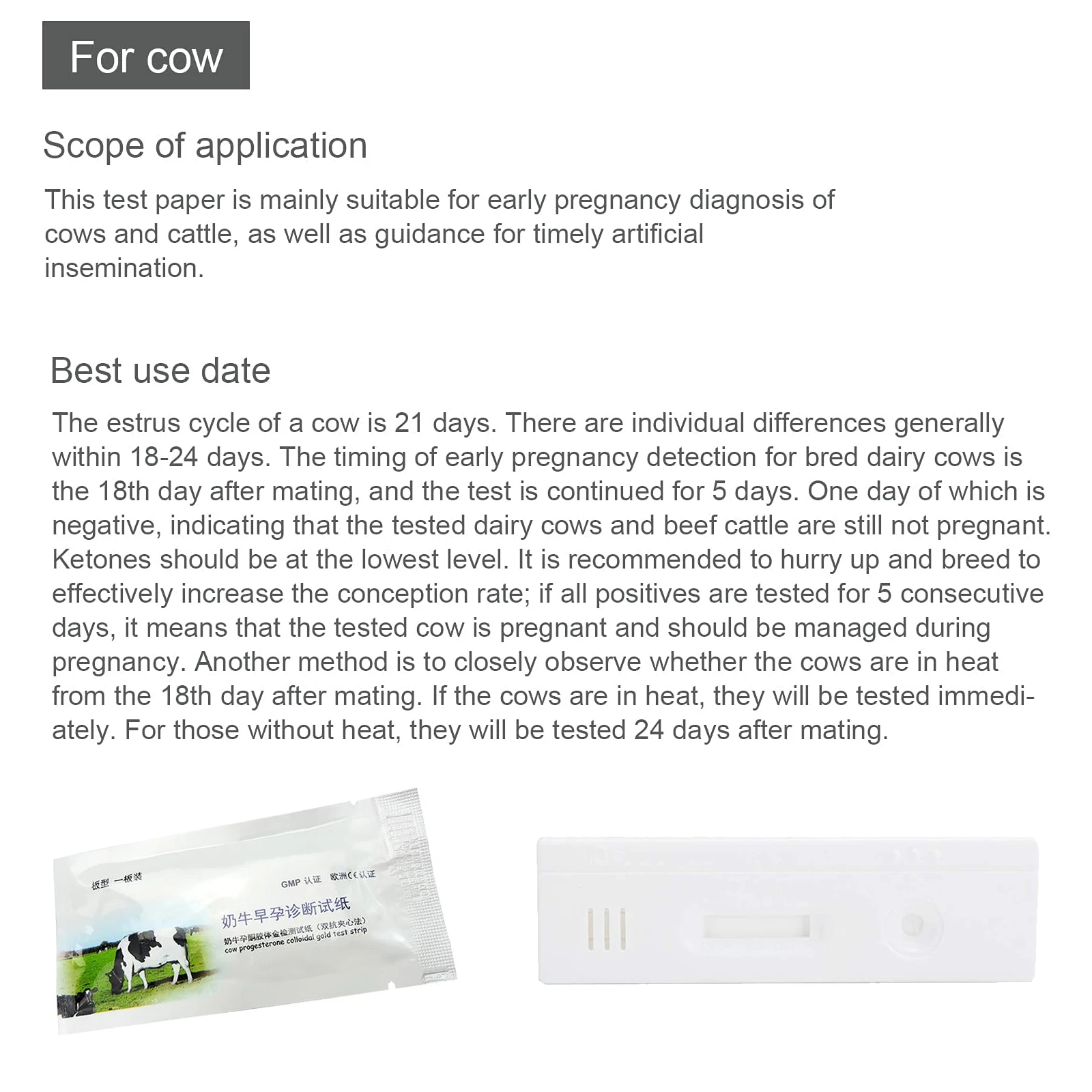 Cow Pregnancy Test Strip, 3 x 0.9 Inch Cow Pregnancy Tester, Pregnancy Test Paper, Animal Husbandry Equipment