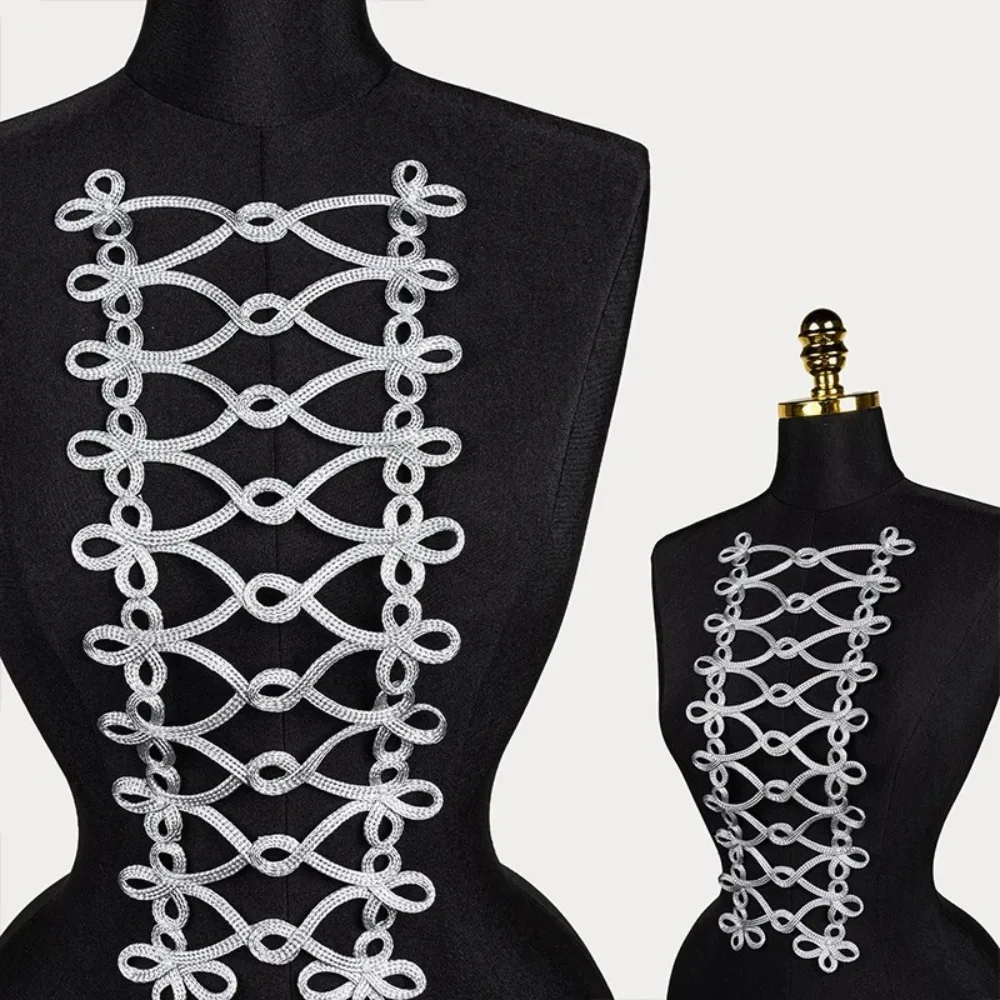 

Fashion Golden Silk Clothes Applique Button Large Size Handmade Sew On Patches Decorative Patch Neckline Embellishment