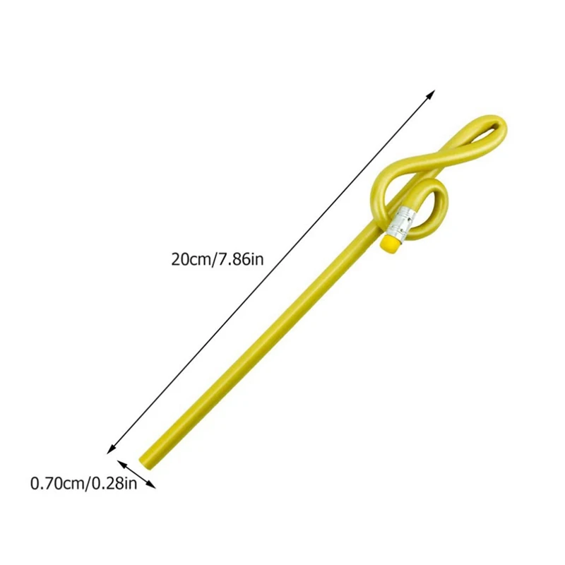 ดินสอโน๊ตสำหรับนักเรียนโน้ตดนตรีพร้อมยางลบดินสอดนตรีสีสันสดใสดินสอไม้แหลมโค้งงอ