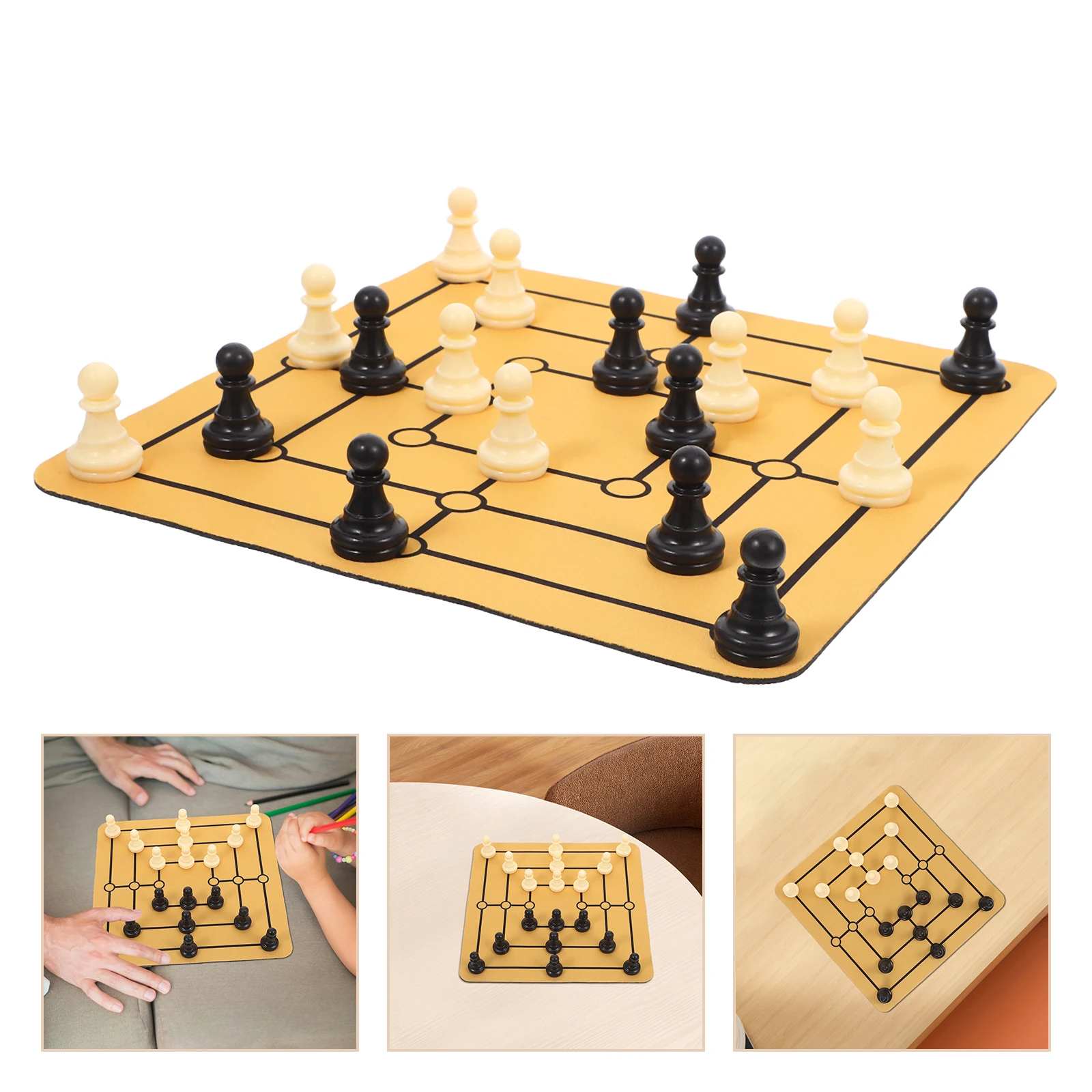 

1 Portable Nine Mens Morris Board Set Family Entertainment Traditional Tabletop Fun Gathering Chessboard Strategic Educational