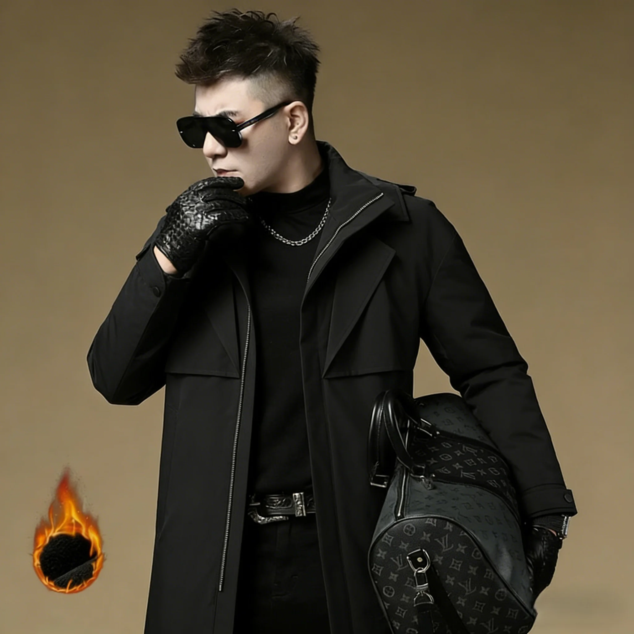 

Мужская зимняя теплая куртка-пуховик Busin Formal с длинным воротником-стойкой, из полиэфирного волокна, не требующая глажки