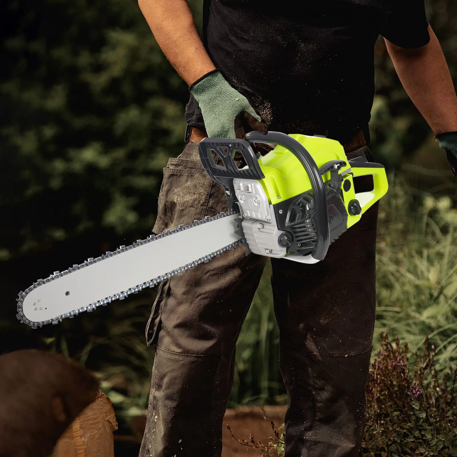 

20 Inch Gas Chainsaw, 58cc Petrol Chain Saw - 2300W 2-Stroke Engine, 11000rpm No-Load Speed, 40cm Straight & 80cm Ring Cutting,