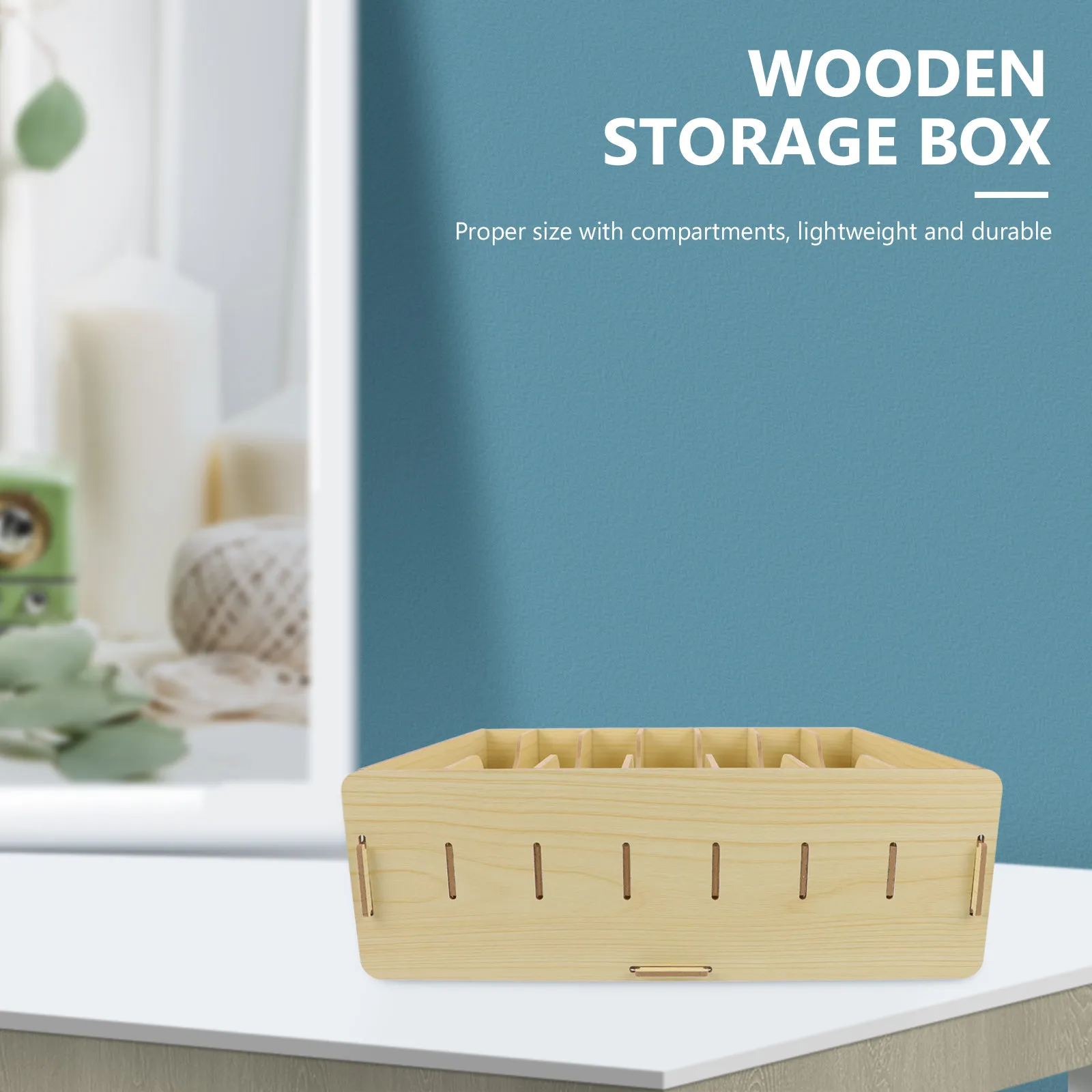 Premium Wood Desktop Storage Box Rectangular Open Design Multifunctional Organizer for Office Home School Stationery Succulent