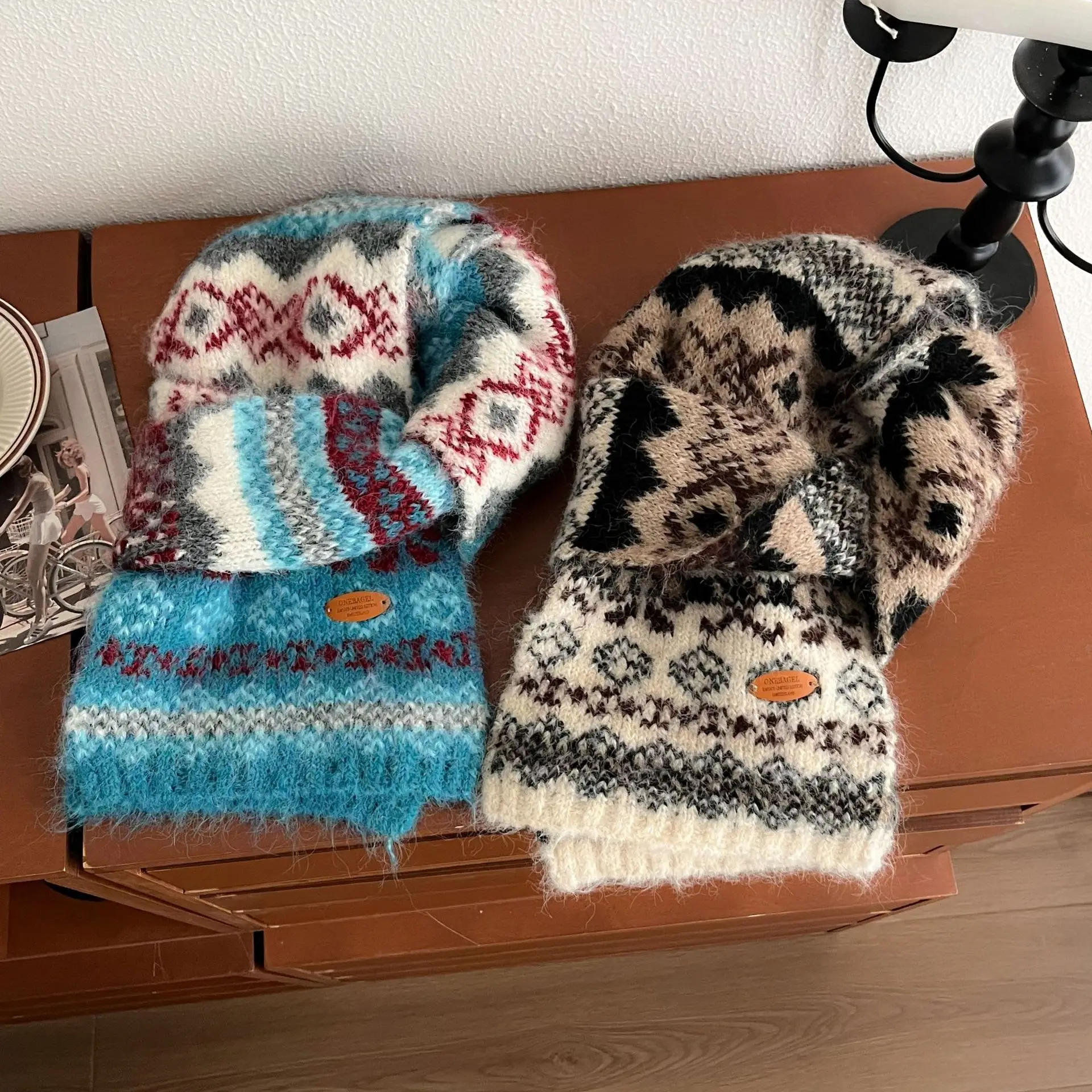 

Винтажный вязаный шарф Fair Island с жаккардовым узором, женский зимний, новый, утепленный, для студентов