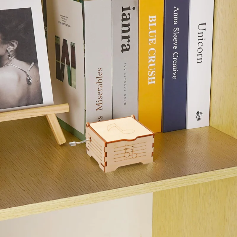 Fonógrafo diy de madeira para crianças, caixa de música com manivela manual, material de montagem, ornamento artesanal, modelo criativo