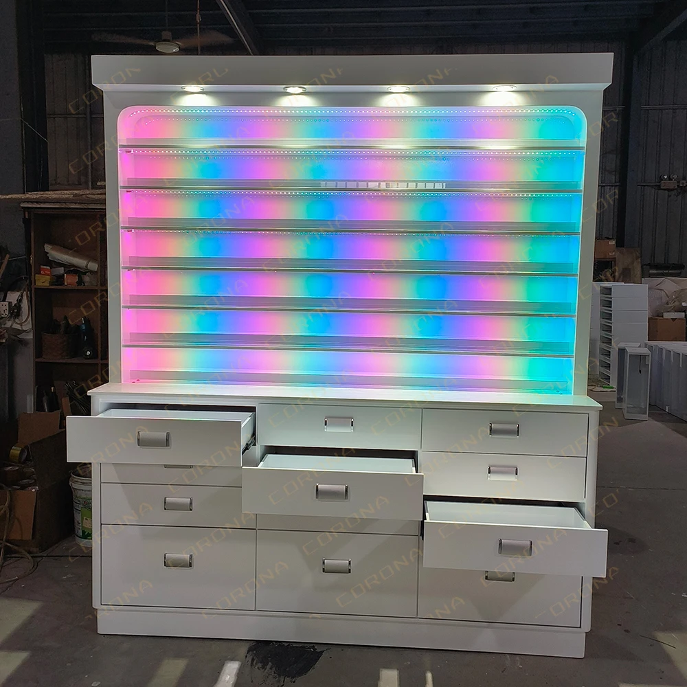 ネイルショップディスプレイラックシェフトサロン家具片面マニキュアネイルテーブルマニキュア用の収納付き