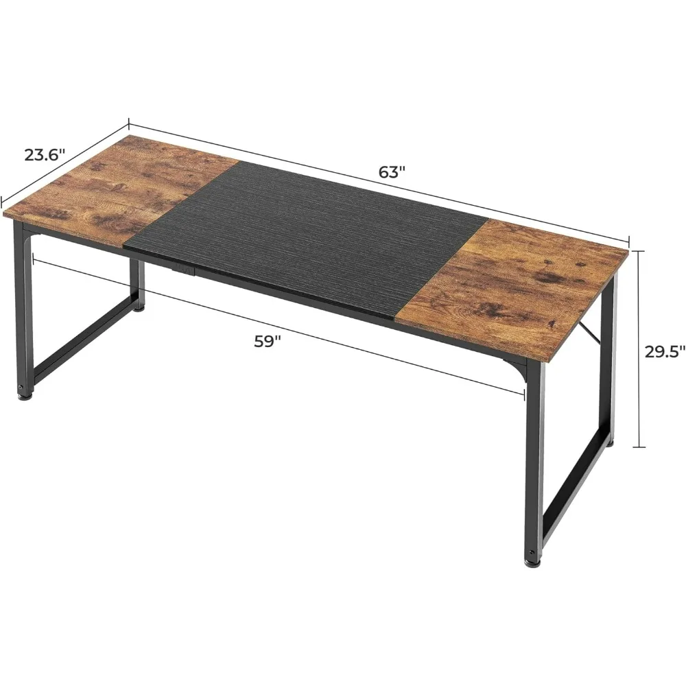 مكتب كمبيوتر مقاس 63/70 بوصة بإطار معدني كبير للمكتب المنزلي والدراسة ومكاتب الألعاب ومكتب الكمبيوتر #5