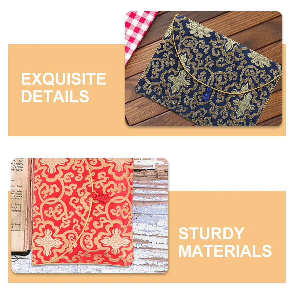 

2pcs Embroidery Storage Bag Scriptures Sundries Pouch Brocade File Organizer Envelope Container Chinese Style Pouches