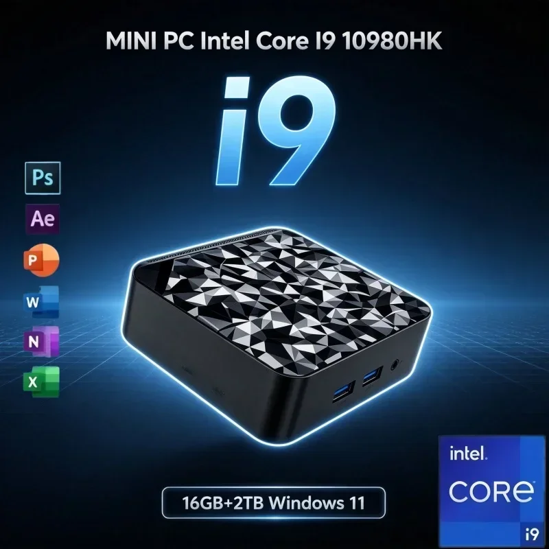 Pocket Mini PC I9 10980HK Windows 11 Desktop Computer 16GB RAM Optional 2TB SSD WiFi 6 BT 5.2 4K Video Playback Mini Computer