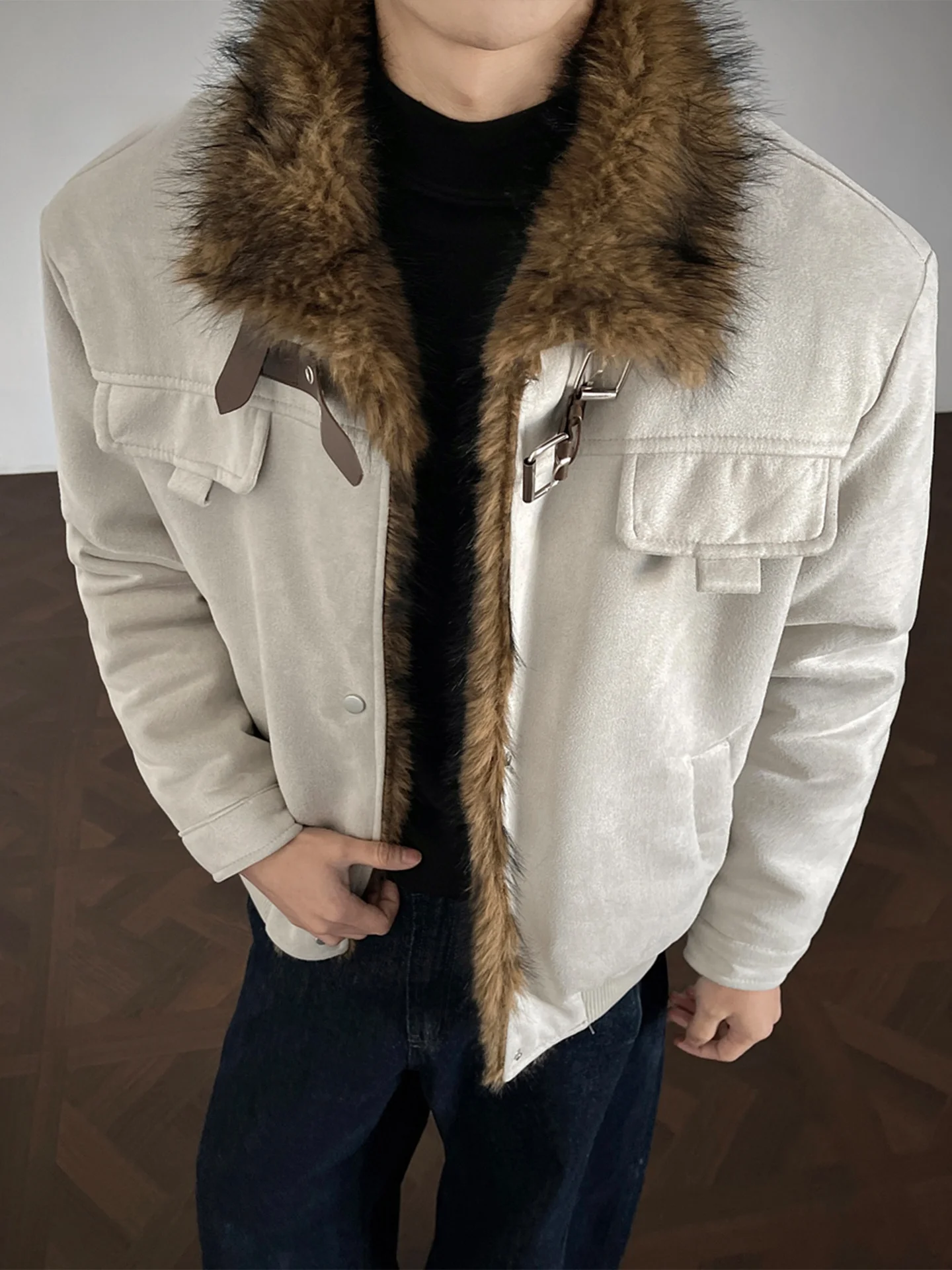 

American Sle Men's Winter Thiened Cotton Jaet Loose Workwear Fur Collar Warm Coat Casual Faion Urban Sle Polyester ...