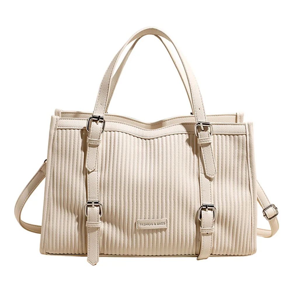 Stripe Luxury Solid Color Crossbody Bag Glossy Faux Leather Large Capacity Womens Shoulder Bag Simple Style Sling Bags