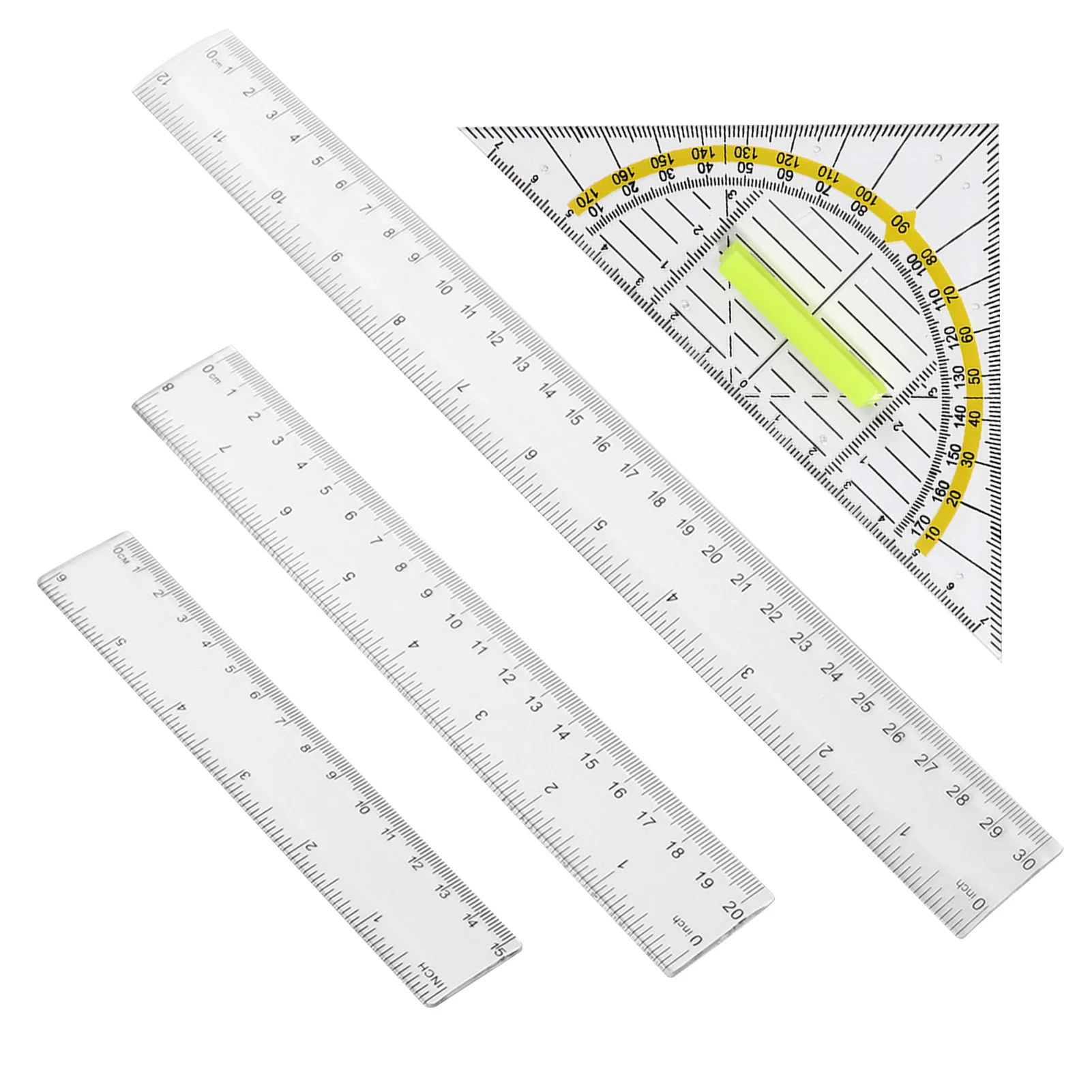 4pcs Classroom Centimeters Double Sided For Student Kids Office Supplies Measuring Tool Home Straight Clear Plastic Ruler Set