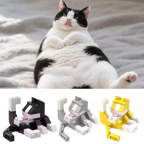 New Licking Butt Cat Building Block Set Compatible for Lego 853792 Accessory Cow Cat Funny Gift