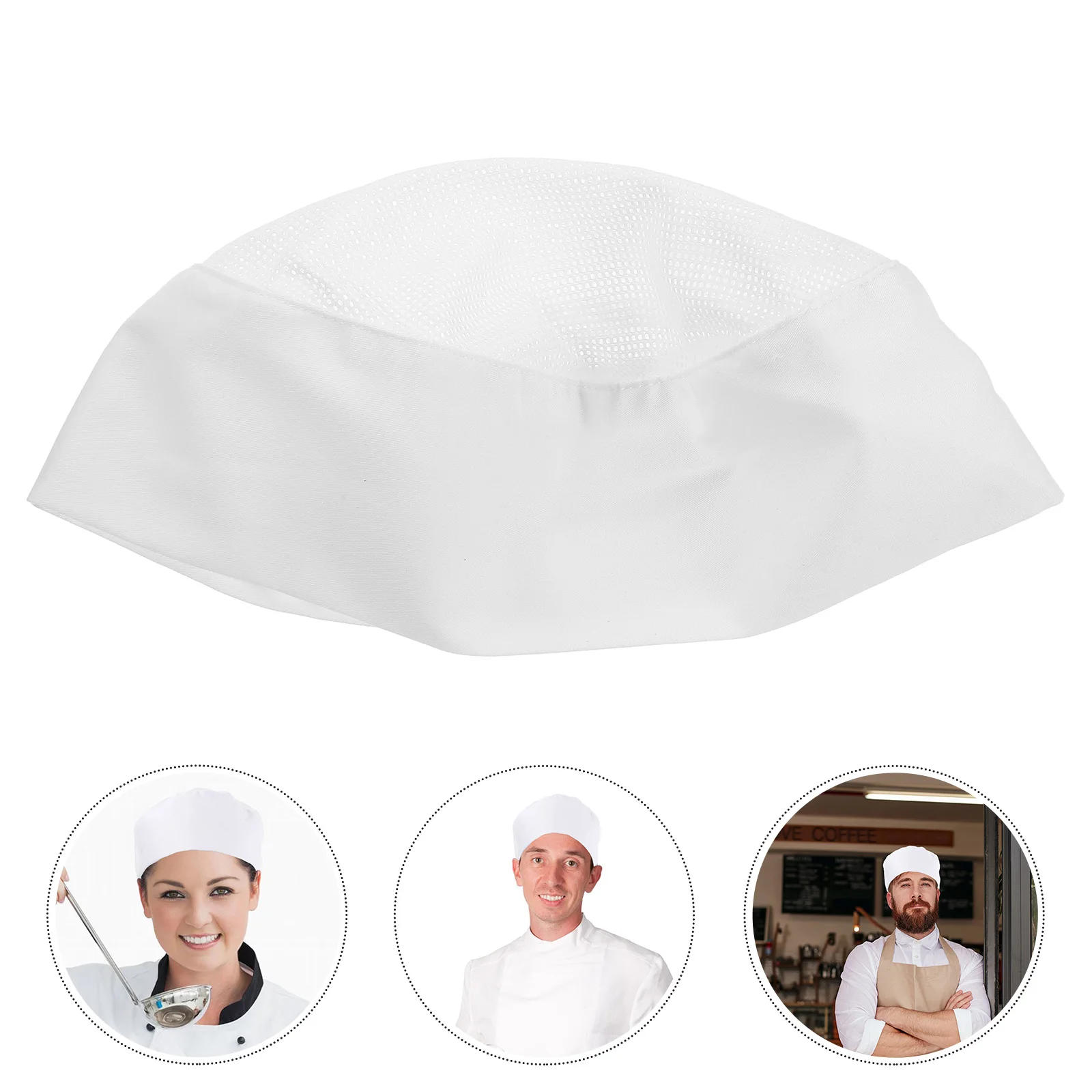 

Unisex White Cotton Chef Hat Breathable Mesh Top Kitchen Work For Restaurant Sushi Baker Cook Catering Staff Adult Kitchen Skull