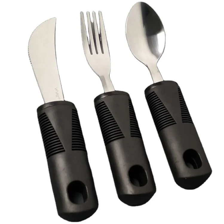 Hot-sale 3 Pieces Elderly Utensils Adaptive Eating Utensils Weighted Knives Forks and Spoons