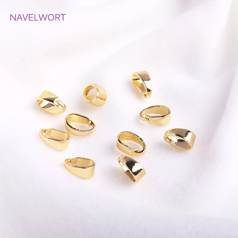 14K Gold Plated Pendants Pinch Bail Clasps Brass Metal Melon Seeds Clasps For Necklace Hooks Clips Connector DIY Accesssories