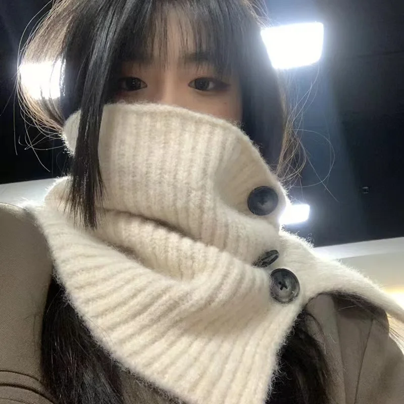 

Новый шарф с декоративным воротником для женщин и девочек, зимний однотонный вязаный шейный платок, модный мягкий теплый пуловер с воротником на шею, шарфы