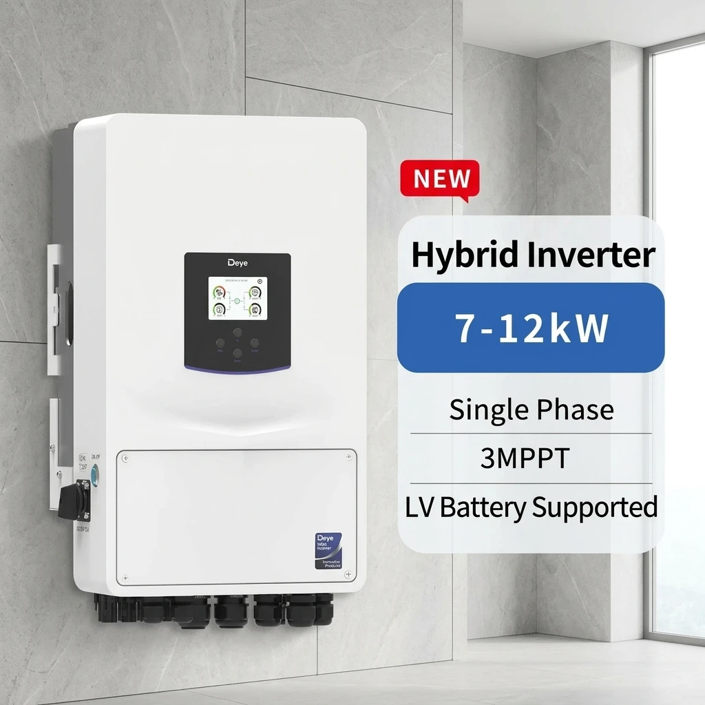Deye 7kW 7.6kW 8kW 10kW 12kW Single Phase Low Voltage Hybrid Solar Inverter 48V Battery Energy Storage System