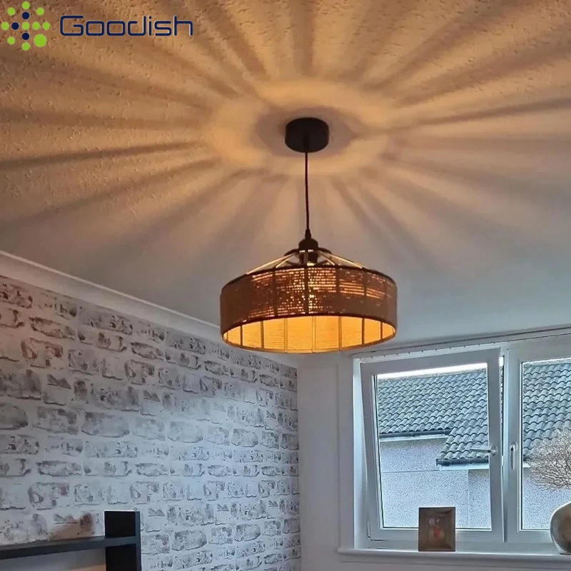 Luces colgantes de cuerda de cáñamo de tela Retro Wabi-sabi, lámparas de arte creativas y elegantes para comedor, Bar, cafetería, restaurante, decoración del hogar