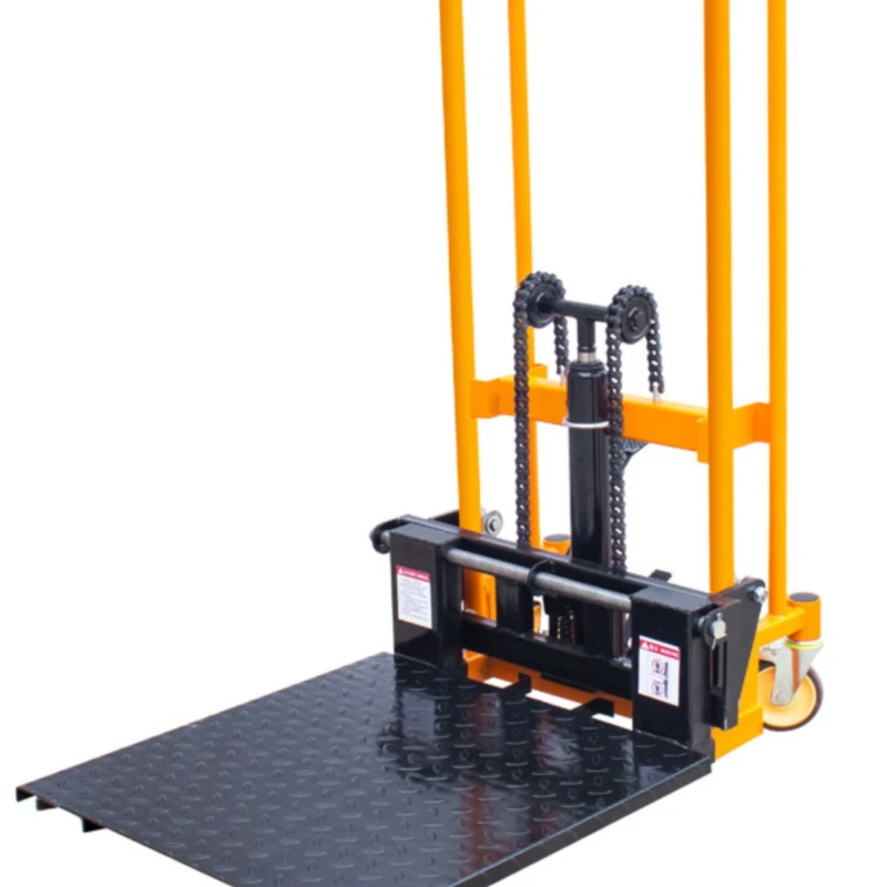 Manual mini forklift Household small hydraulic lift Hand push lift Stacking stacker Loading and unloading truck