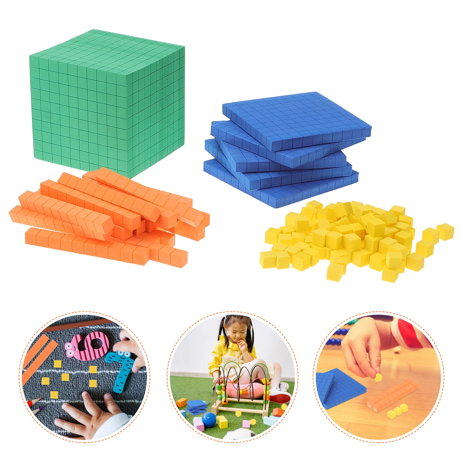 Base 10 Math Manipulatives Demonstration Box Toys for Infants Early Education Colorful Eva Stack Baby Kid