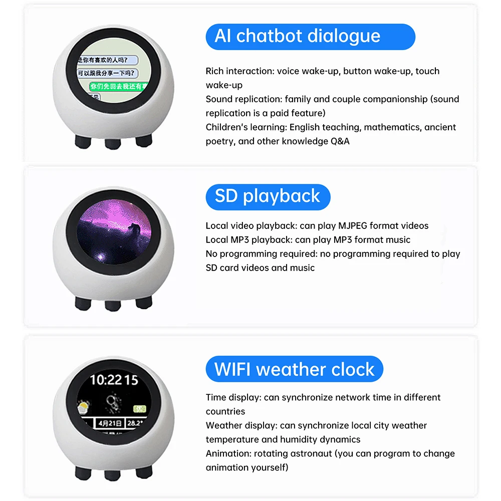 DeepSeek XiaoZhi AI ボイスチャットロボット ESP32-S3 1.28 インチ LCD ディスプレイ ESP32-N16R8 開発ボード時計飾り用にアップグレード