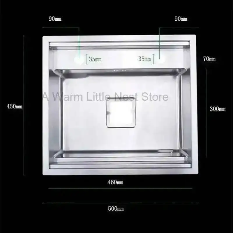 

Hidden Stainless Steel Kitchen Sinks Modern Kitchen Accessories with Cover Kitchen Sink Dish Drainer Light Luxury Single Tank L