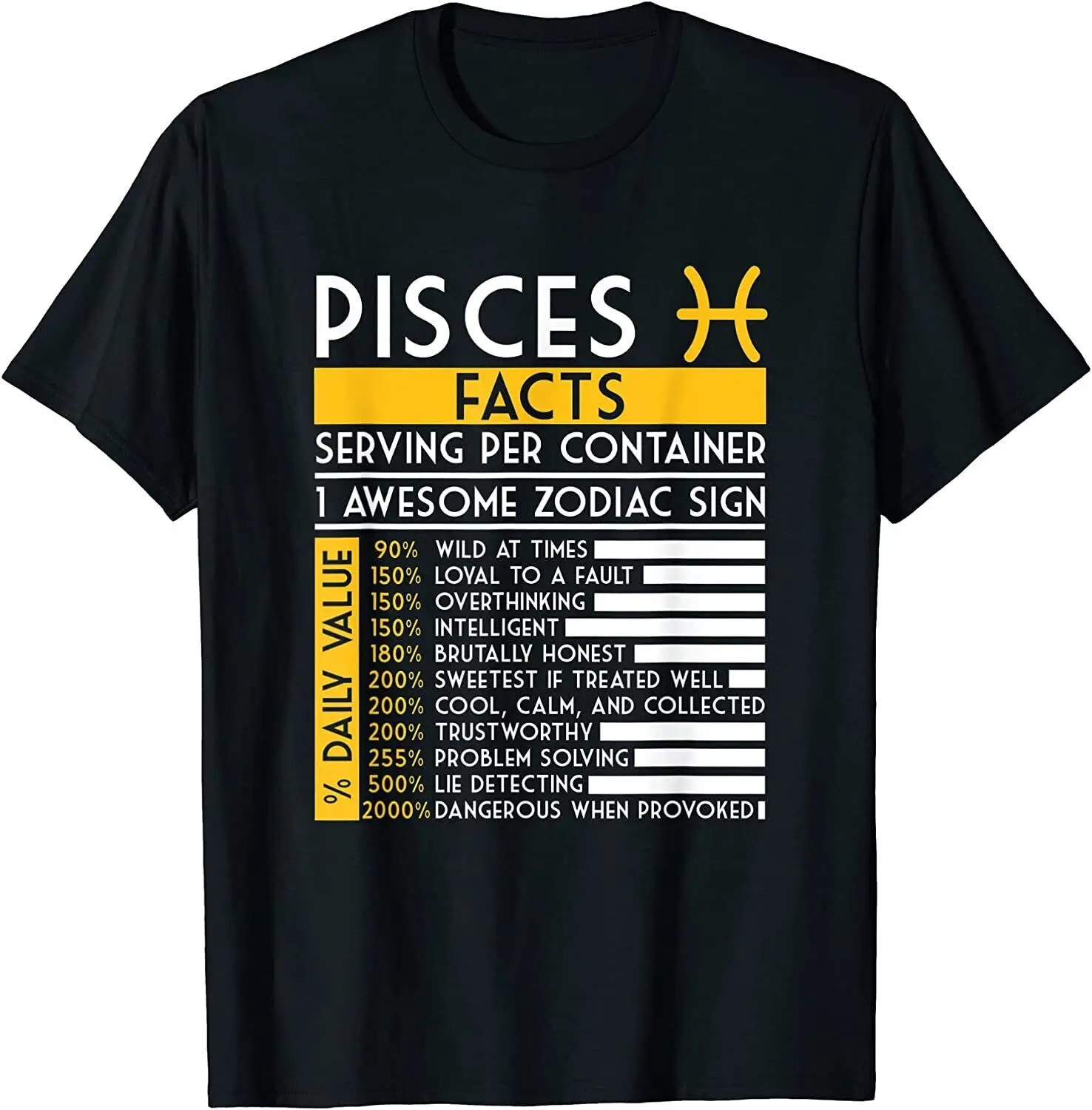 NEW! Pisces Facts Zodiac Horoscope Funny Astrology Star Sign T-Shirt