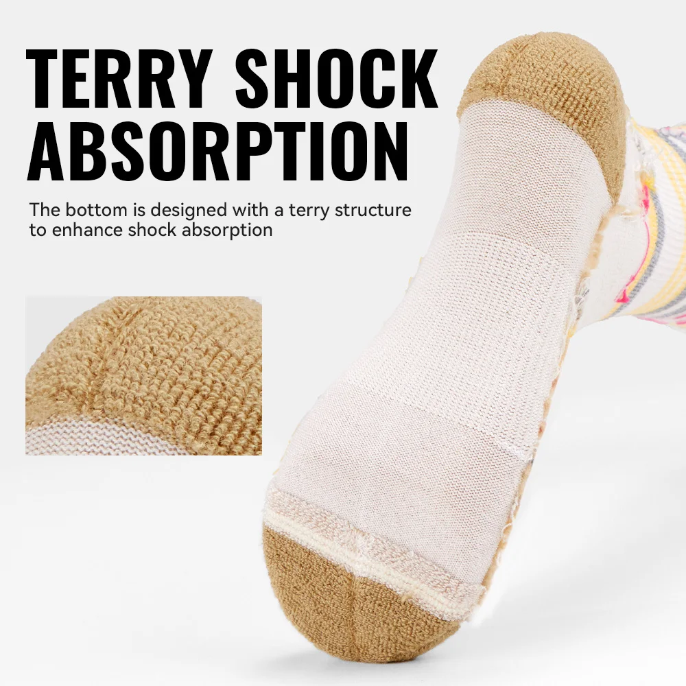 WRELS 1/2/3 أزواج جوارب من الصوف ميرينو ضغط وسادة سميكة الدافئة المشي الرطوبة فتل عدم الانزلاق المشي جوارب من الصوف.