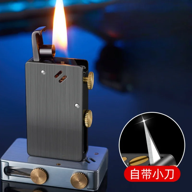 Multifunctional One-click Kerosene Lighter, Automatic Ignition, Creative Retro Grinder, Metal Lighter, Classic Flame