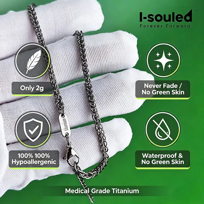Grade 1 Pure Titanium Chain Bracelet for Men Women, 2.8mm Minimalist Link Bracelet, 20cm+3cm Adjustable Extender, Hypoallergenic