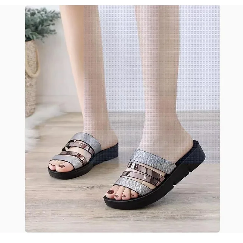 Women Summer Slipper Woman Shoes Ladies Microfiber Wedges Flat Shoes Female Casual summer Sandals Comfortable Platform